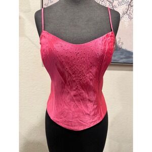 Vintage Cache Hot Pink Studded Corset Camisole Top Size 8 Y2K Evening